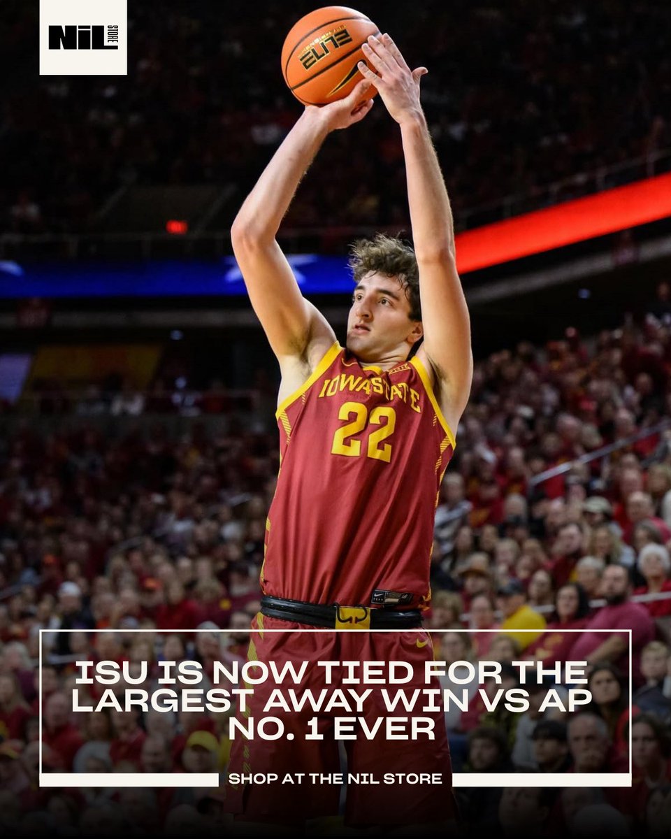 IowaStNILStore's tweet image. When you’re knocking off No. 1s and breaking records, you might wanna lock in early… looking like it’s gonna be a long season. Better shop now and rep all season long‼️🌪️🏀

#cyclonebasketball #cyclonembb #iowastatembb #rollclones #big12basketball