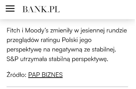 Dwie agencje ratingowe zmieniły perspektywę Polski na NEGATYWNĄ ‼️

Uśmiechnijcie się brygada, heeeej!
Rządzi wspaniały Tusk, którego nikt nie ogra!
👇