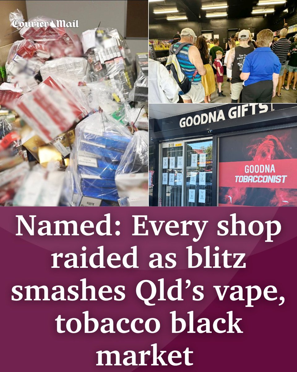 qld illegal tobacco More than $15m worth of illegal cigarettes have been taken off Queensland  streets and almost 150 shops forced to close in the country's biggest  tobacconist crackdown. SEARCH THE LIST 👉 https://t.co/bbC6Lt9Xoy
