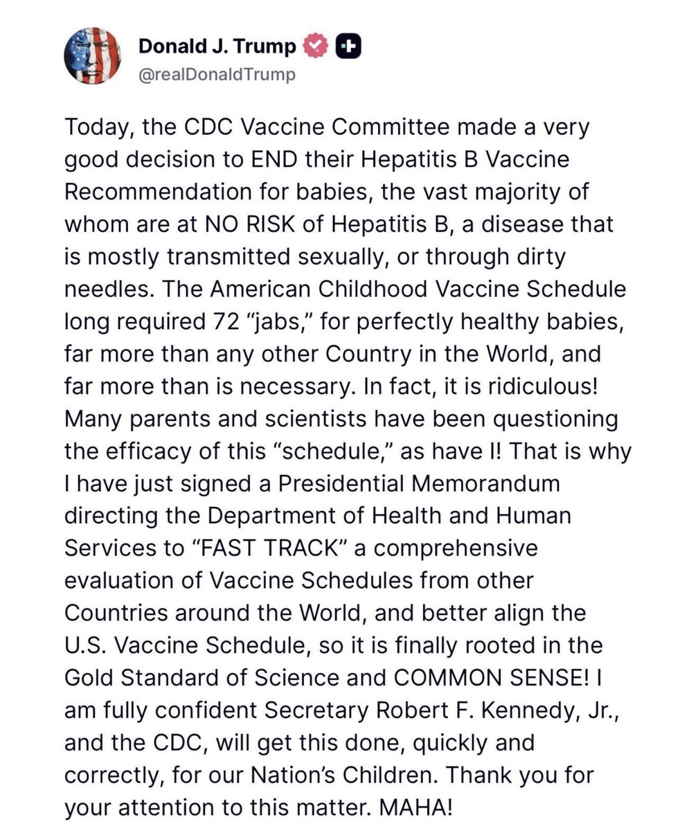 Let me translate the gaslighting for you:

The CDC ACIP committee did not end anything, they deferred the first of the three shot series for hep B to the first month of a baby’s life.

Another slow walk recommendation evaluate the childhood schedules of other countries. Who cares