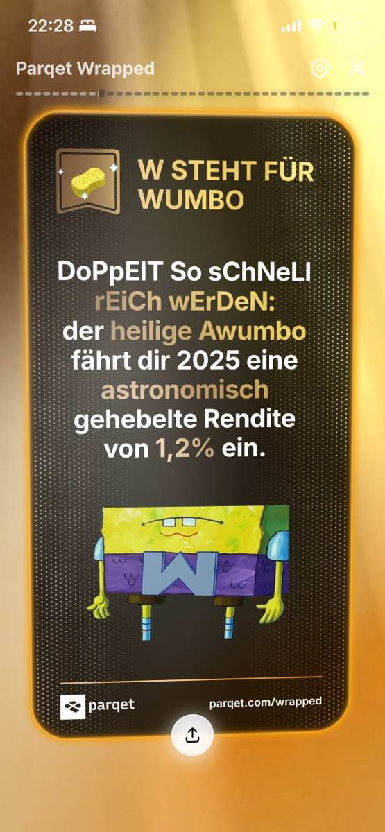 RT @jolli_jumper: @parqetapp #parqetwrapped Astronomisch 1,2% 😂 月並みすぎる 🚀📈