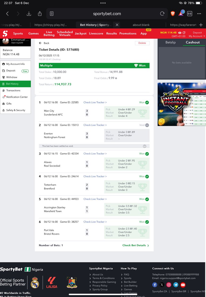 itsobimson's tweet photo. @SportyBetNG explain to me why you voided the under 3.5 https://t.co/7m2dJdwOsp