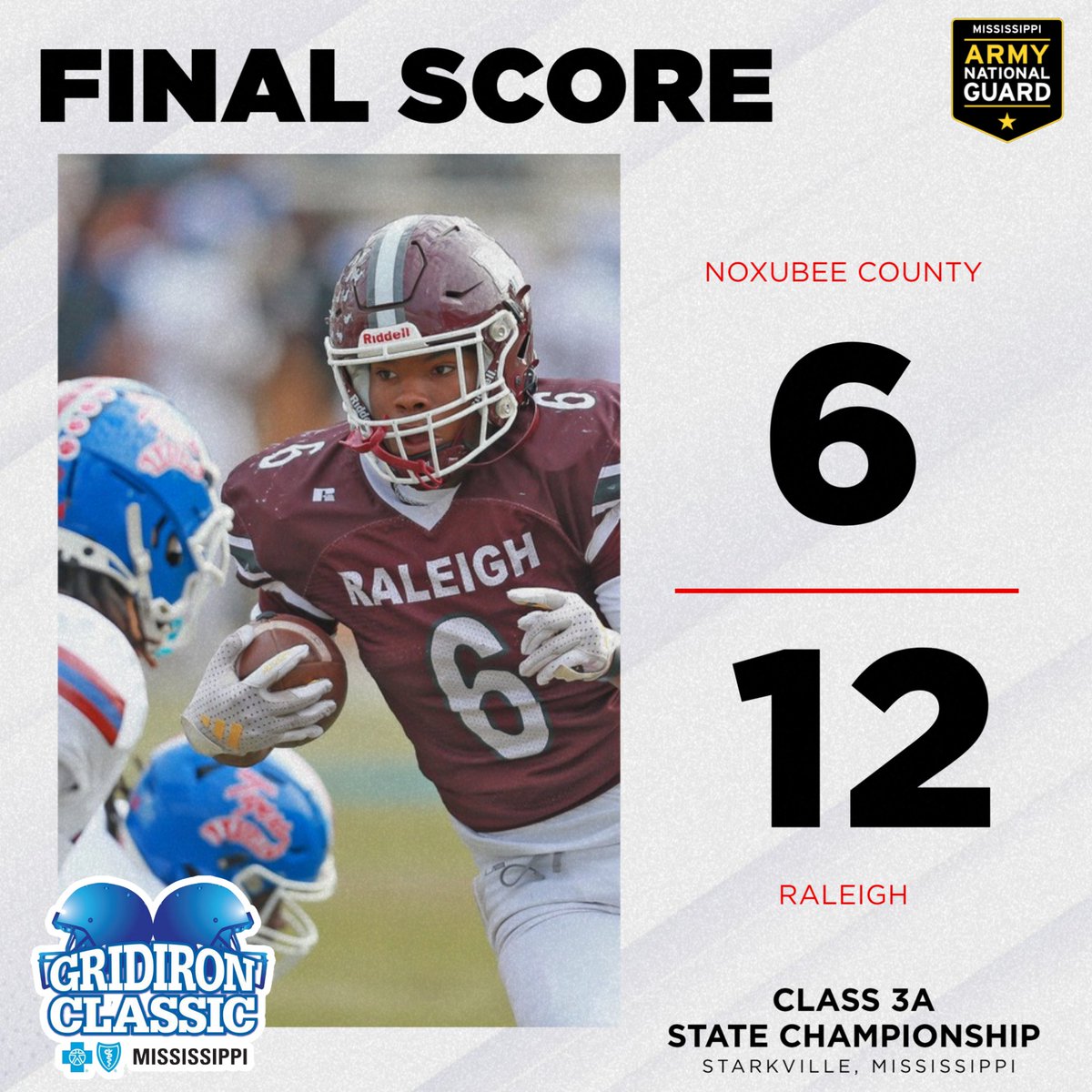 Final Score from the Class 3A Football State Championship game!!

<a href="/msarmyguard/">Mississippi Army National Guard</a>