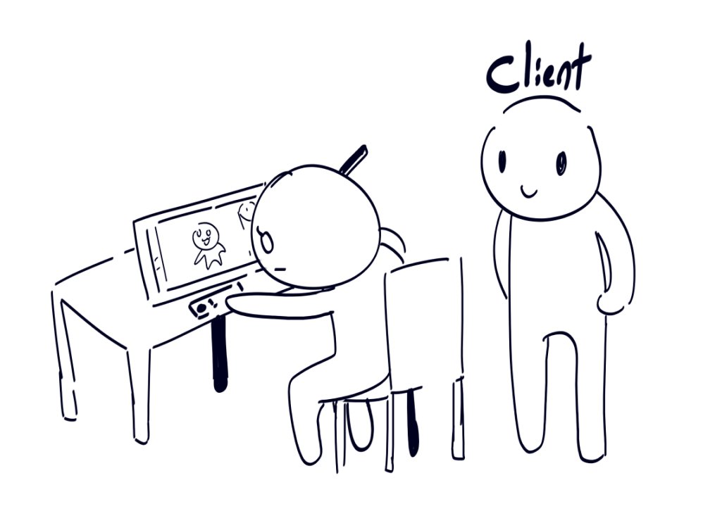 vanellabeam's tweet image. This is how commissions will have to be from now on, with the client physically present in your house.