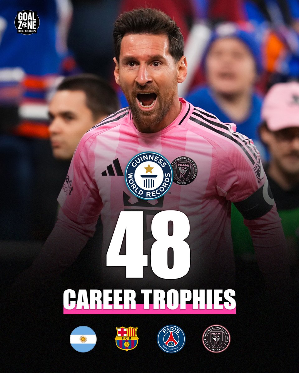 🚨| WORLD RECORD: Lionel Messi has now won 48 Career Trophies.🏆🐐