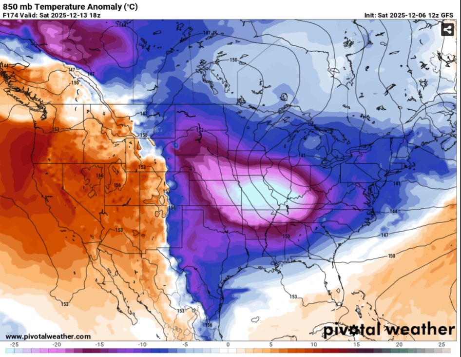 MaxVelocityWX's tweet image. This winter is about to take a serious turn…

Models hinting at a VERY intense arctic blast next weekend. We’ll see if it holds, but if it does, this would easily be the coldest weather we’ve seen since February.