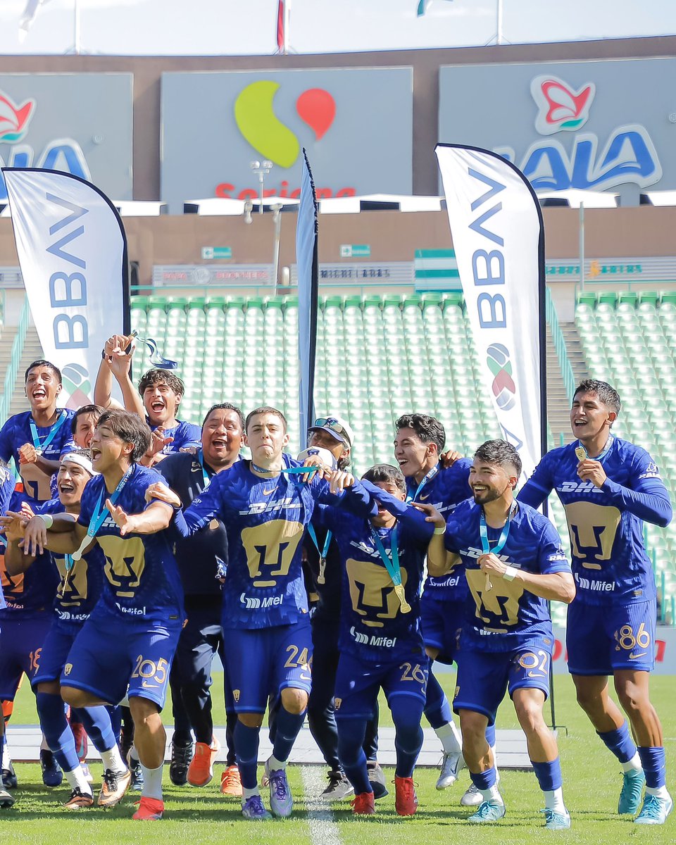 LigaBBVAMX's tweet image. ⭐️ ¡¡CAMPEONES!! ⭐️

@PumasMXCantera es el rey del #AP25 de la #LigaBBVAMX en la categoría Sub-21. 

Los Universitarios vencieron a Santos (3-4 en el global) y se llevan el trofeo a casa. 🏆

¡Felicidades, Auriazules! 🐾
Más ✍️: bit.ly/4pR3ELM