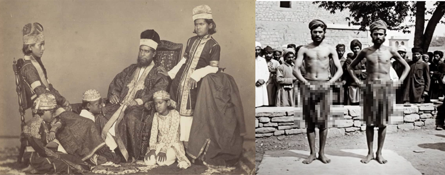 Last king of Delhi, Bahadur Shah Zafar had 54 sons and daughters and lived on pension from the British.  

On 22 September, after Zafar had already been taken into custody, Hodson returned specifically for the princes, demanded unconditional surrender, and had them brought