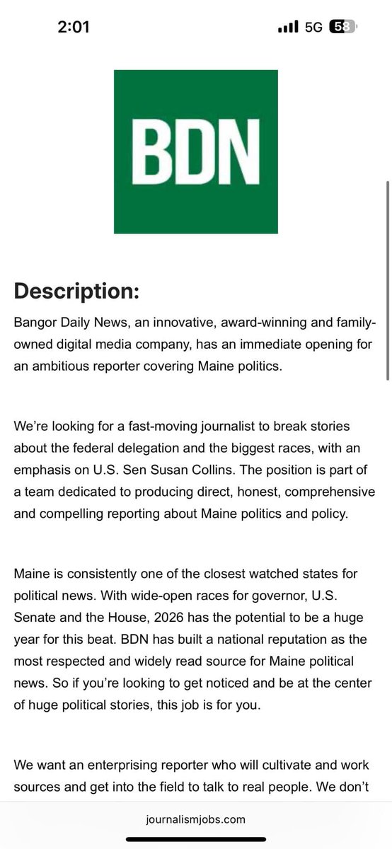 Janet Mills paid BDN $2.4M via hidden no-bid contracts. BDN reporters never disclosed it.

BDN now hiring Dem tracker to target Susan Collins for Mills’ Senate campaign.

Any GOP treating BDN as legit news org is too dumb for office. It’s a Dem PR firm w/ a fake news site.