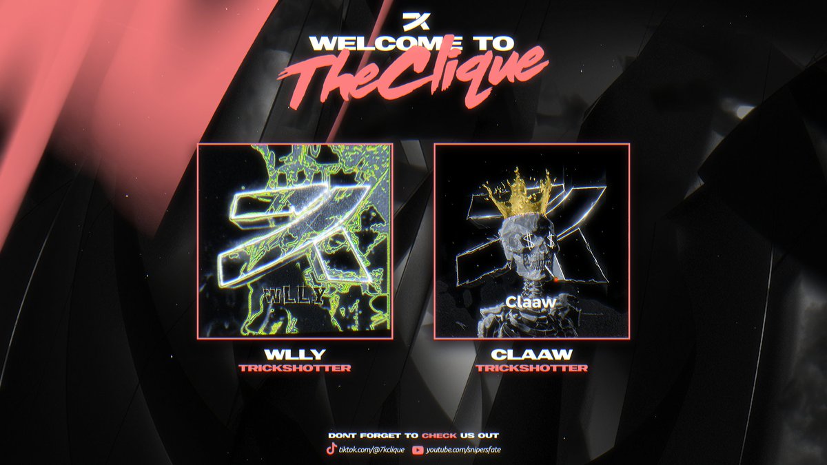 7kClique's tweet image. WELCOME OUR NEWEST TRICKSHOTTERS TO THE 7k FAM!   

Wlly ⁷ᵏ - @wllyFFA 

Claaw ⁷ᵏ - @ClaawOG 

#7kSzn