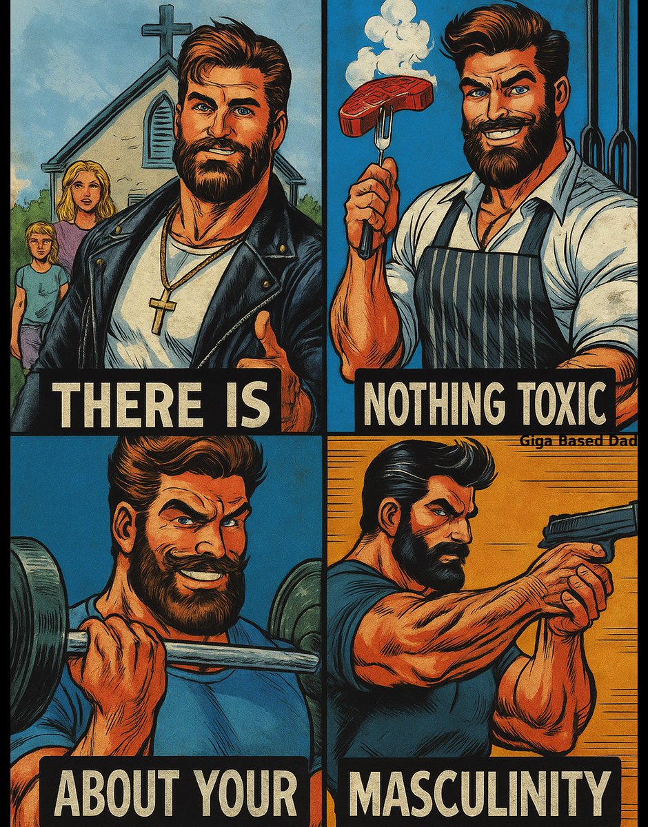GigaBasedDad's tweet image. Bring back strong men.
