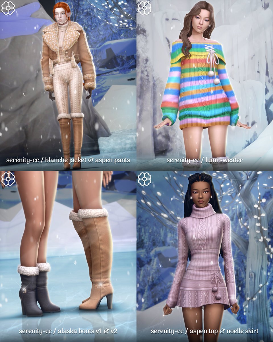 serenitycc2's tweet photo. This month's collection will make your Sim’s look so hot that they won’t even feel cold outside... even if they’re wearing a mini skirt. Available now for early access.

🔗Link in my bio
📅Public release: December 27th https://t.co/20M9cAfmu7