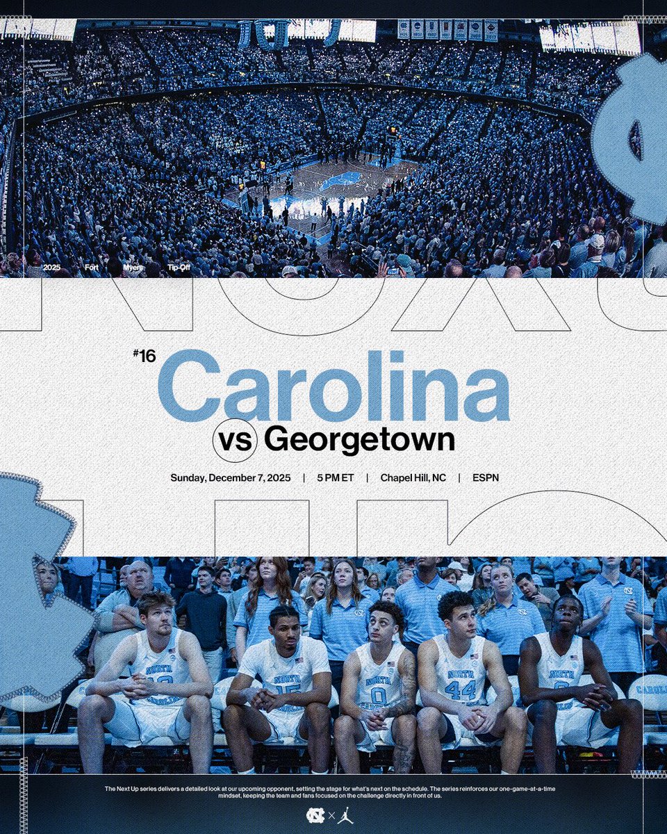 UNC_Basketball's tweet photo. Next up ➡️ Georgetown 

🎟️ https://t.co/hJRwhwmg5b https://t.co/aJhl7hTYdl