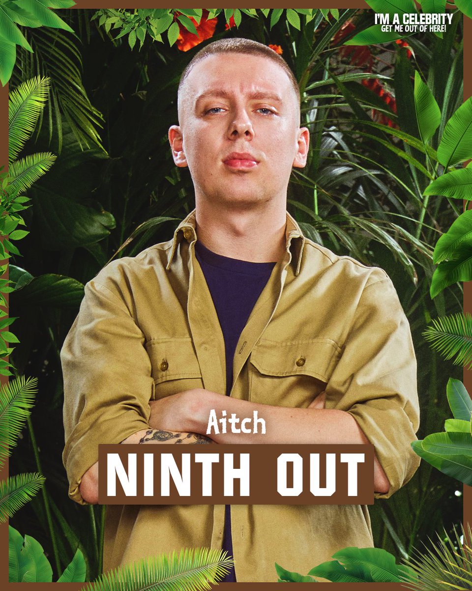 imacelebrity's tweet image. Aitch is the next Campmate to leave the Jungle! 

Your votes mean that Aitch’s journey ends here, but what a ride it’s been 💥 #ImACeleb