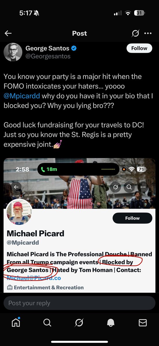 Proof that <a href="/Georgesantos/">George Santos</a> thinks about me ❤️.