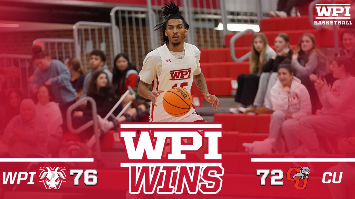 WPI WINS!
WPI WINS!
WPI WINS!

<a href="/WPIMBasketball/">WPI Men's Basketball</a> secures the win over Clark as four members of the Crimson and Gray score in double digits  in the \/\/ 🙌

Box score ⬇️
📊-tinyurl.com/2s3mm59k

🏀x🐐
#GoatNation #d3hoops