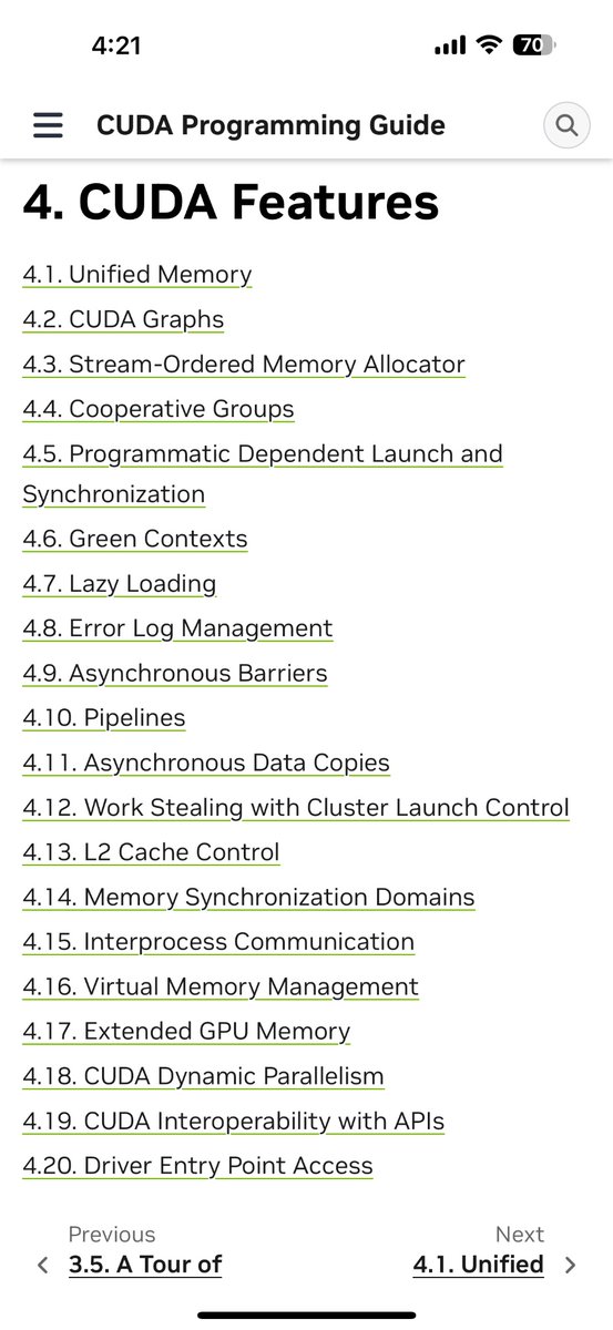 msharmavikram's tweet image. 🚀 Want to become a CUDA ninja?

Start with the new CUDA Programming Guide - Section 4 is your gold mine! 

It’s packed with features most developers don’t even know exist, and it can unlock serious performance gains, smarter debugging, and cleaner GPU code.