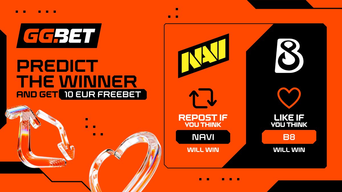 ggbet_en's tweet photo. Who will win? NAVI? Or B8? 👀

🖤 Think NAVI will take it? Smash repost
🧡 Cheer for B8? Like the post

10 users who guess right will get a €10 freebet — winners will be randomly picked tomorrow 👌 https://t.co/OjwWz0FT8t