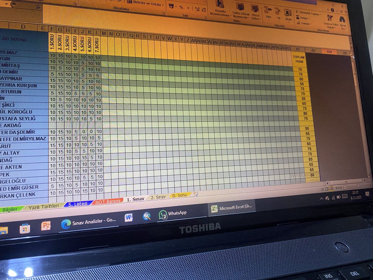 Sınav okuyup sisteme yükleme işi yetmeyip bide bu saate kadar oturup sınav analizlerini yapıyoruz yetooooo🥺🥺