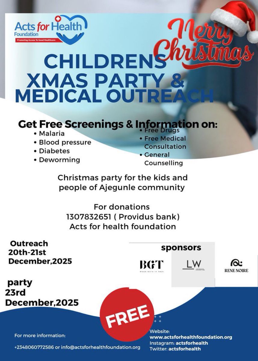 ActsForHealth's tweet photo. Thank you. 
We are having a Party for 250 kids in ajegunle and our final community health outreach. 

We want this day to be truly memorable for them. Please support us @ActsForHealth 

Amount Raised So Far: N420,000
Remaining N330,000 

Acts for health 
1307832651 Providus. https://t.co/iqOcgrFgfk
