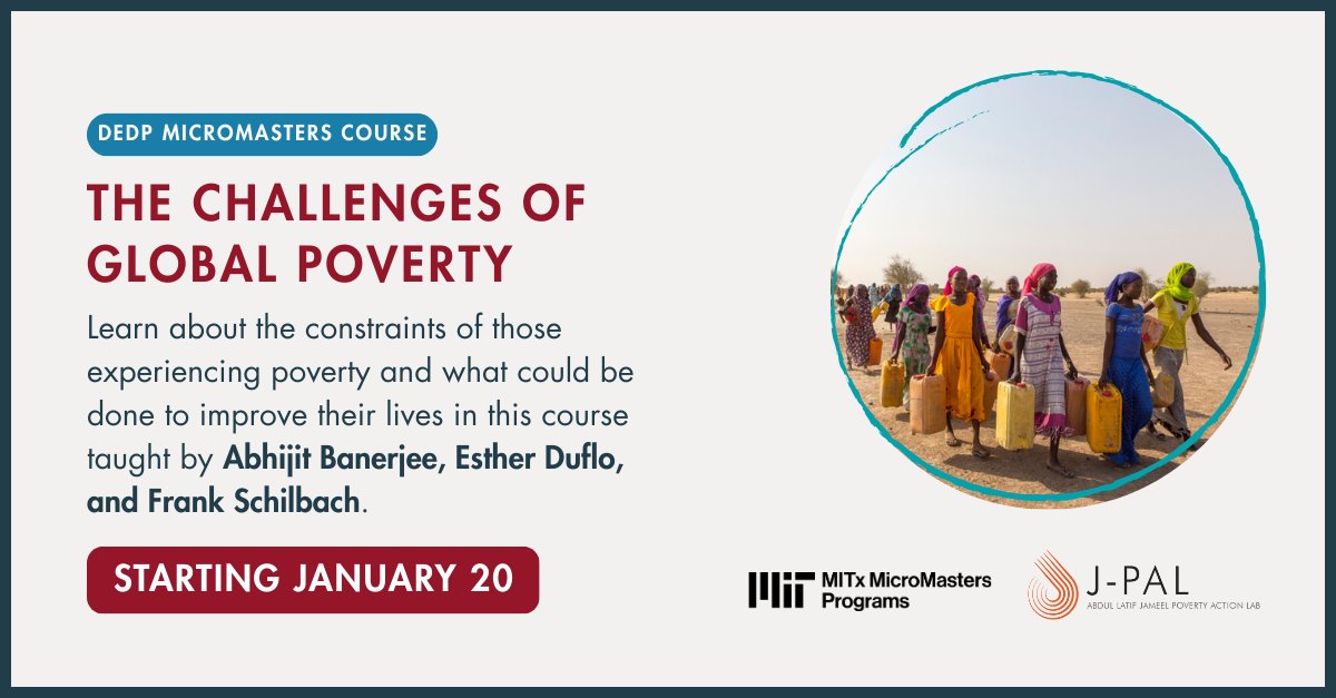How do economists approach global poverty? 💡 The Challenges of Global Poverty with <a href="/MITxCourses/">MITx Courses</a> provides insights into poverty traps, education, and the role of markets in development. Learn from Nobel laureates Abhijit Banerjee and Esther Duflo: bit.ly/49LaduM.