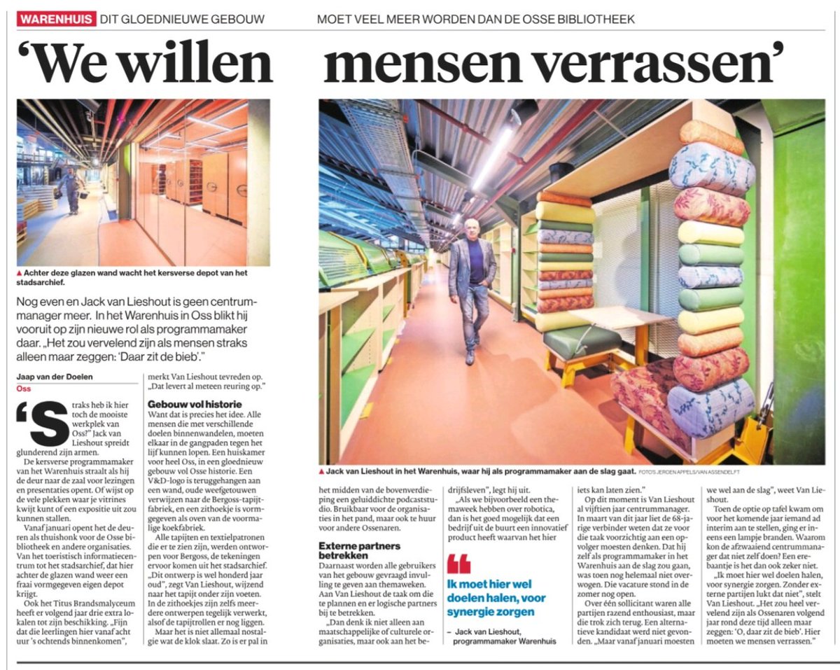 CMJackOss's tweet image. Een erebaantje is het dan ook zeker niet. „Ik moet hier wel doelen halen, voor synergie zorgen. Zonder externe partijen lukt dat niet”, stelt Van Lieshout. Vandaag in BD aandacht voor mijn nieuwe (iterim) rol als programmaregisseur Warenhuis #Warenhuis #centrumoss #hartvandestad