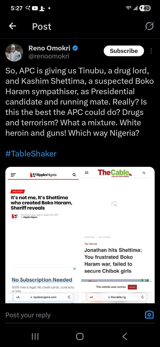 EGerasouli35992's tweet photo. @renoomokri, who only a few years ago called Tinubu a drug lord and Shettima a terrorist sympathizer (see his post from 3 years ago) , is now licking the boots of Tinubu for an Ambassadorship. He is not the only one competing for the Tinubu bootlicker competition and Nigerian shameless hypocrisy award. @BwalaDaniel is providing stiff competition to Reno Omokri, being Tinubu's cheerleader after only a short while ago claiming if you give Tinubu 30 years nothing will work. Who amongst the two will win the competition? Who is best licking Tinubu's boots? You decide who is the winner!