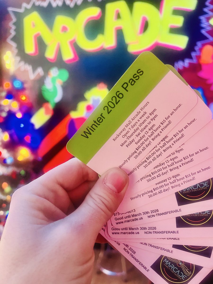 Our WINTER PASSES are in stock! 
These make great holiday gifts for Christmas or Hanukkah! 
Pick up these unbeatable stocking stuffers! $59.95+tax for 3 months of unlimited gaming! Dec 26th-March 31st! Just slip em into a stocking or under the tree or in the mail for a loved one!