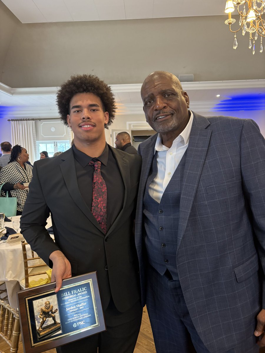 coachmo76's tweet photo. Honored to be present at the @BillFralicAward award ceremony today.  Best of luck to all the recipients moving forward and thank you to the committee and the Fralic Family.  #I79  So proud of our guys @JaydenShaffer3 winner on and off the field. https://t.co/xbeyt8FuuL