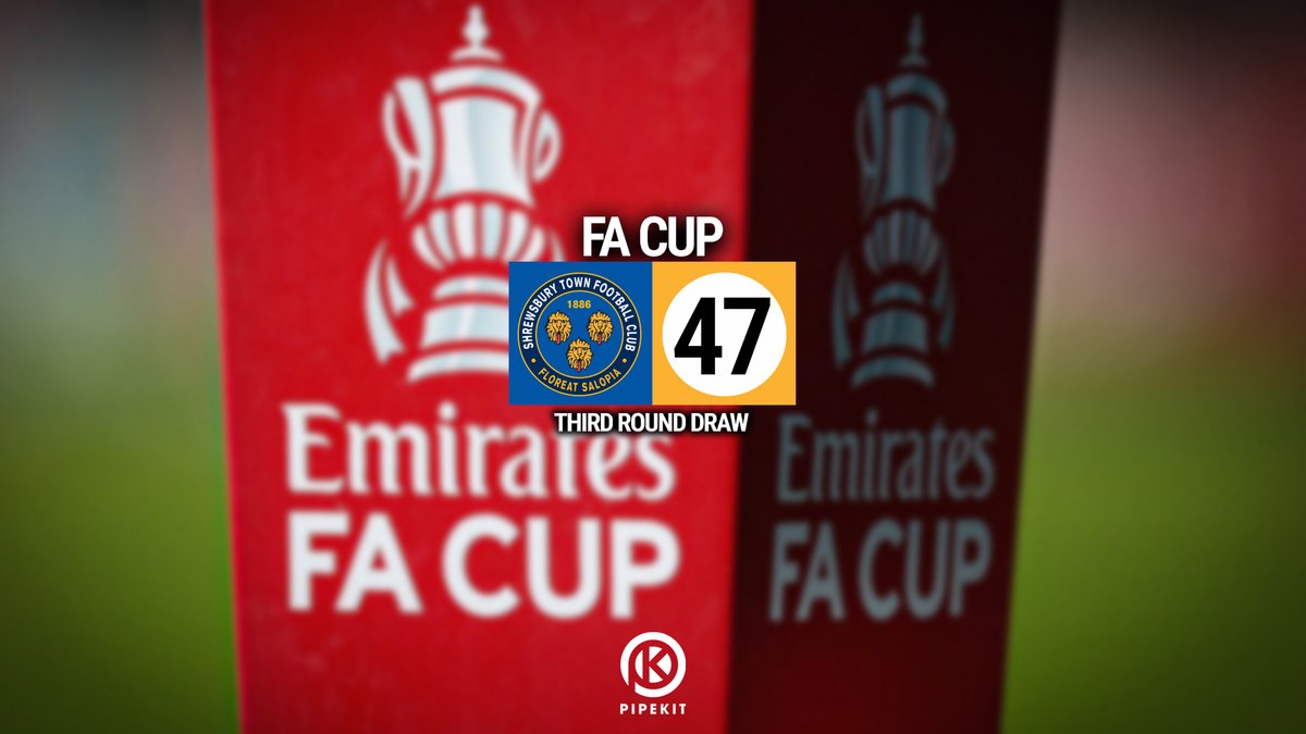 🏆 Salop will be ball number 47 in Monday night’s FA Cup third round draw!

📺 Live on TNT Sports from approx 6:40pm.

💻 Also streaming on TNT Sports YouTube &amp; discovery+.