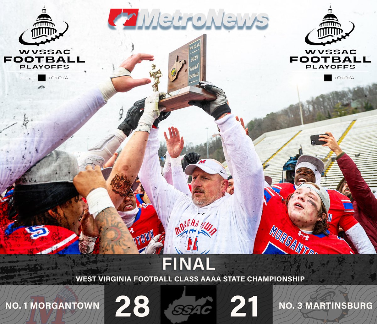 PriceT97's tweet image. 2025 WV AAAA Football State Champions❕🏈

Go Mohigans❗️🏆💍
