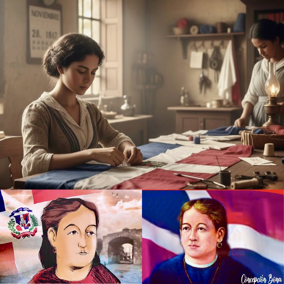 Un día como hoy pero del 1824 nació Concepción Bona, fue una educadora que junto a las demás madres de la patria María Trinidad Sánchez, Isabel Sosa y María de Jesús Pina con sus manos y corazón confeccionaron la bandera más hermosa del mundo la de República Dominicana. 🇩🇴