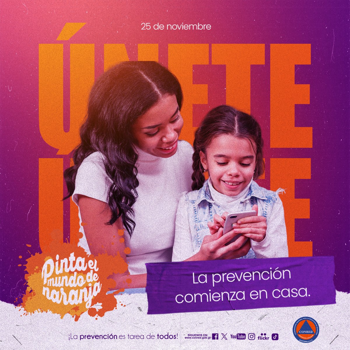 ConredGuatemala's tweet photo. Desde la familia, las escuelas, las instituciones y cada espacio virtual: ¡digamos NO!

#Únete a pintar el mundo de naranja y a construir una cultura de respeto y prevención.

#NoHayExcusa #16Días #LibresDeViolencia https://t.co/zxndfVT74Z