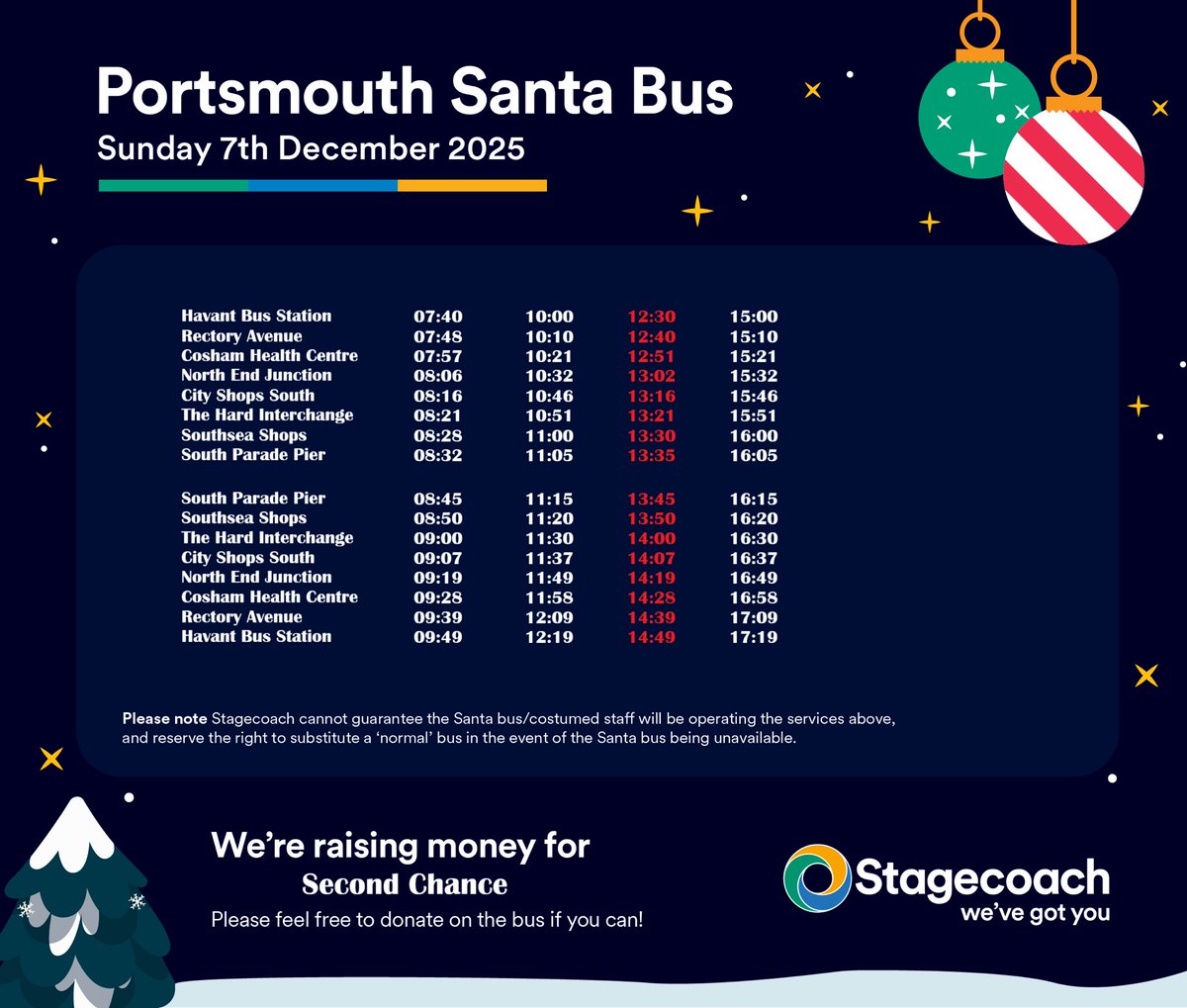 🎵Silent night, Holy night…🎵 all is now calm and the timetable is finally here! Santa will be out on service 23 on Sunday 7th! If you wake up with not much to do and fancy popping out with the kids or family, please do try and catch it 🎅🏻