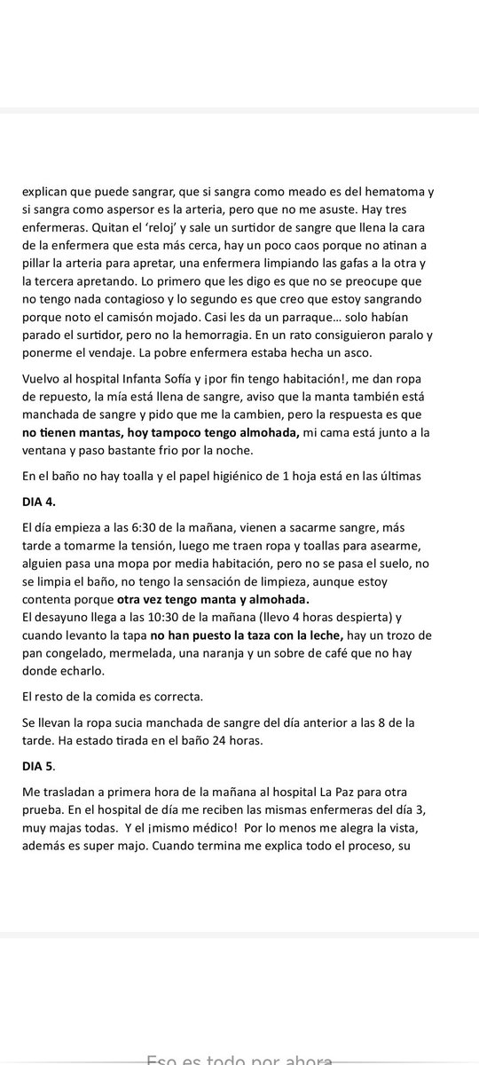 NewArtemis22's tweet photo. Mi madre me ha pedido que difunda cómo ha sido su experiencia en los hospitales de Madrid con un INFARTO:

No sólo es el de Torrejón el que está mal, la han tenido que operar DOS VECES porque no había material, ha pasado frío, la han tenido sin comer, sin intimidad... (1/2) https://t.co/pZmOAicCzv