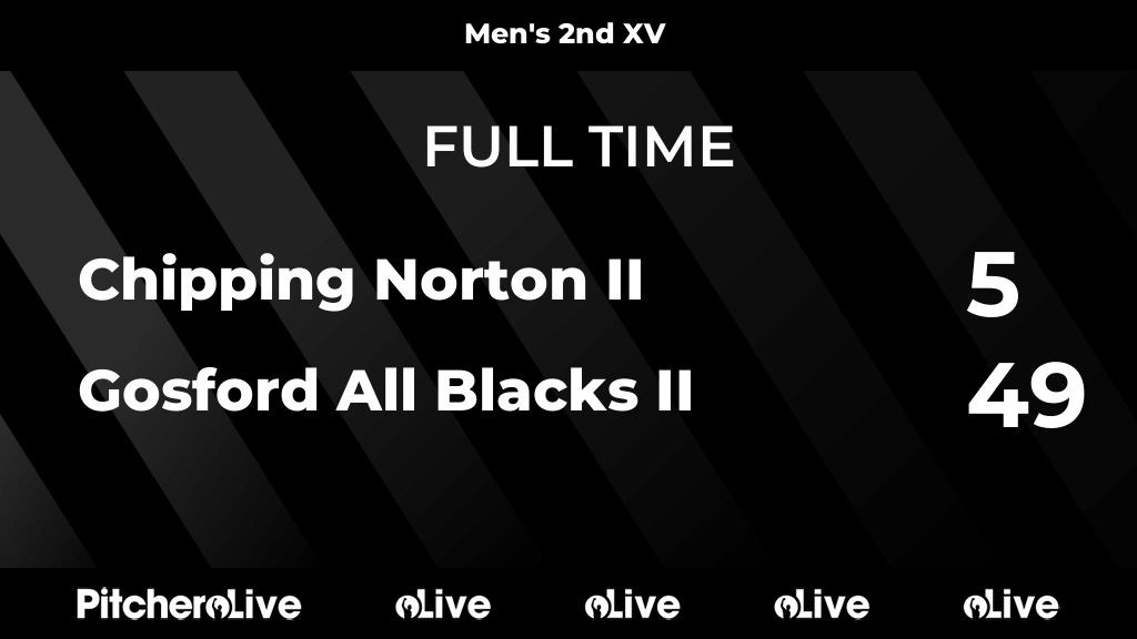 FULL TIME: Chipping Norton II 5 - 49 Gosford All Blacks II
#CHIGOS #Pitchero
gosfordrugby.com/teams/995/matc…