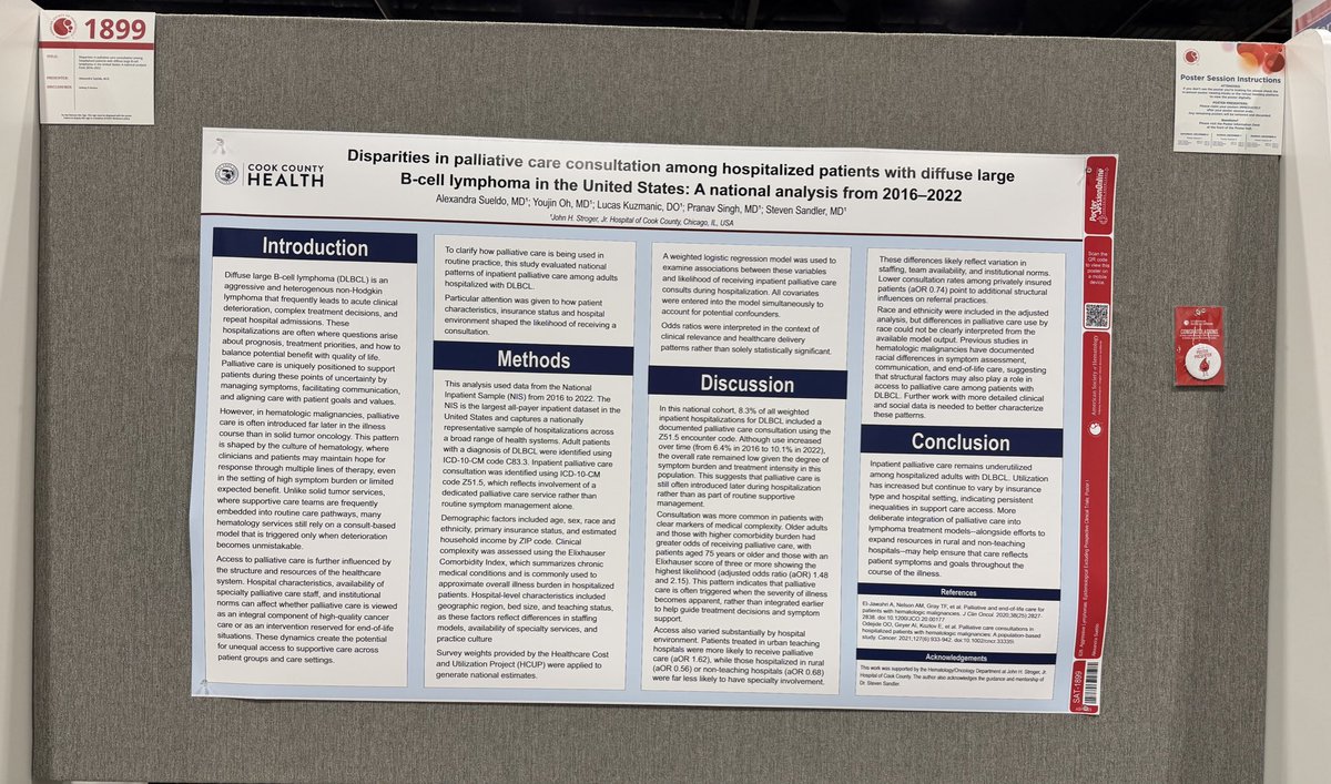 So happy to be here and presenting my poster on palliative care disparities in DLBCL! #ASH2025