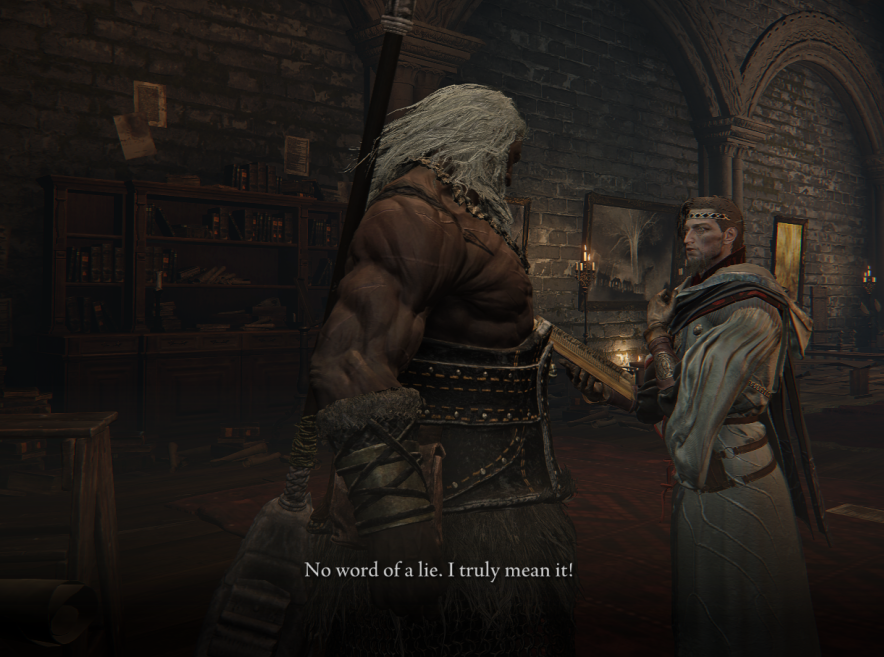 rosewaterhag's tweet photo. #eldenring #nightreign #forsakenhollows
ppl have been posting about undertaker's unique dialogue with other nightfarers, so i had to check if scholar has unique ones too.
and he does! here's what he says to raider: https://t.co/RksX8piAcA