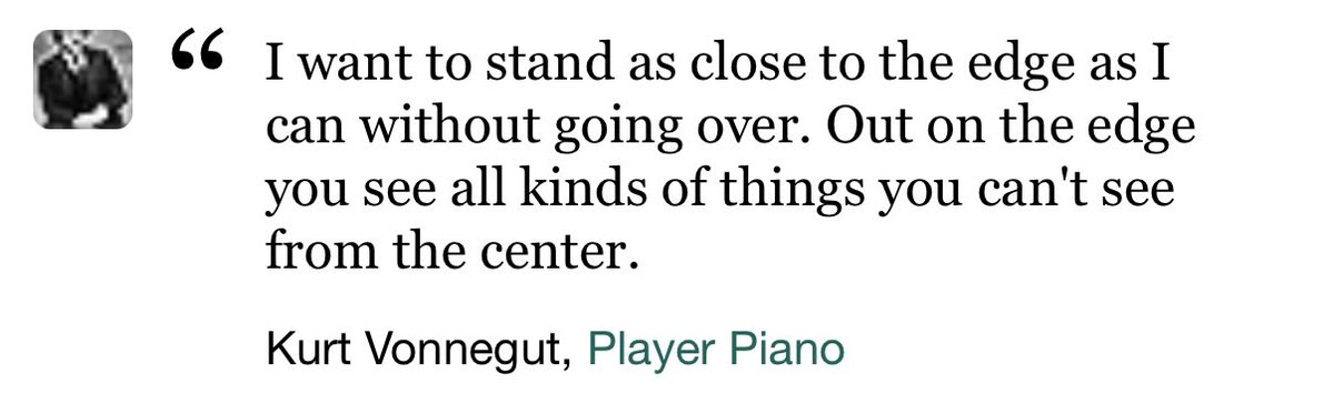 Not if you live on the circadian edge of twitter, bro.

Just like Kurt Vonnegut says…

“Out on the edge you see all kinds of things you can't see from the center.”