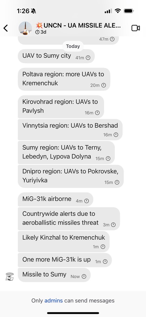 Current notifications situation in Ukraine.