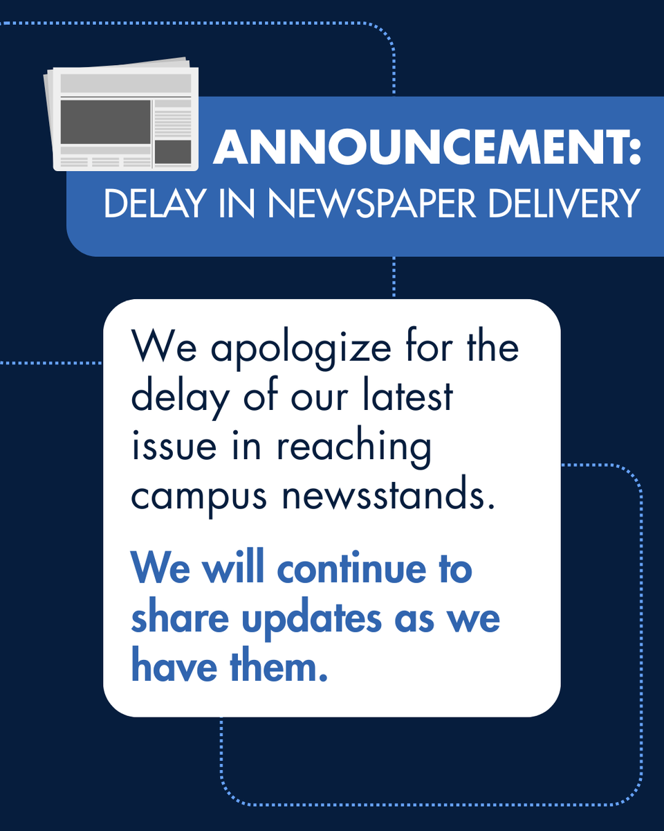 MarlinChronicle's tweet photo. The Dec. 4 issue of The Marlin Chronicle is currently only available digitally as we experience an unforeseen delay in delivery. Thank you for your patience and understanding at this time. Look out for updates on the availability of print issues. https://t.co/lFCZ5C0HWL