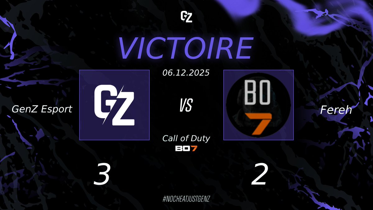 🏆Winner Bracket – Round 3 <a href="/EuCompLeague/">Eu Competitive League</a> 

Une victoire de plus au compteur, cette fois face à une solide équipe Fereh.
Le grind continue et l’objectif reste le même aller au bout !!! 

#COD #BO7 #NoCheatJustGenZ 💜