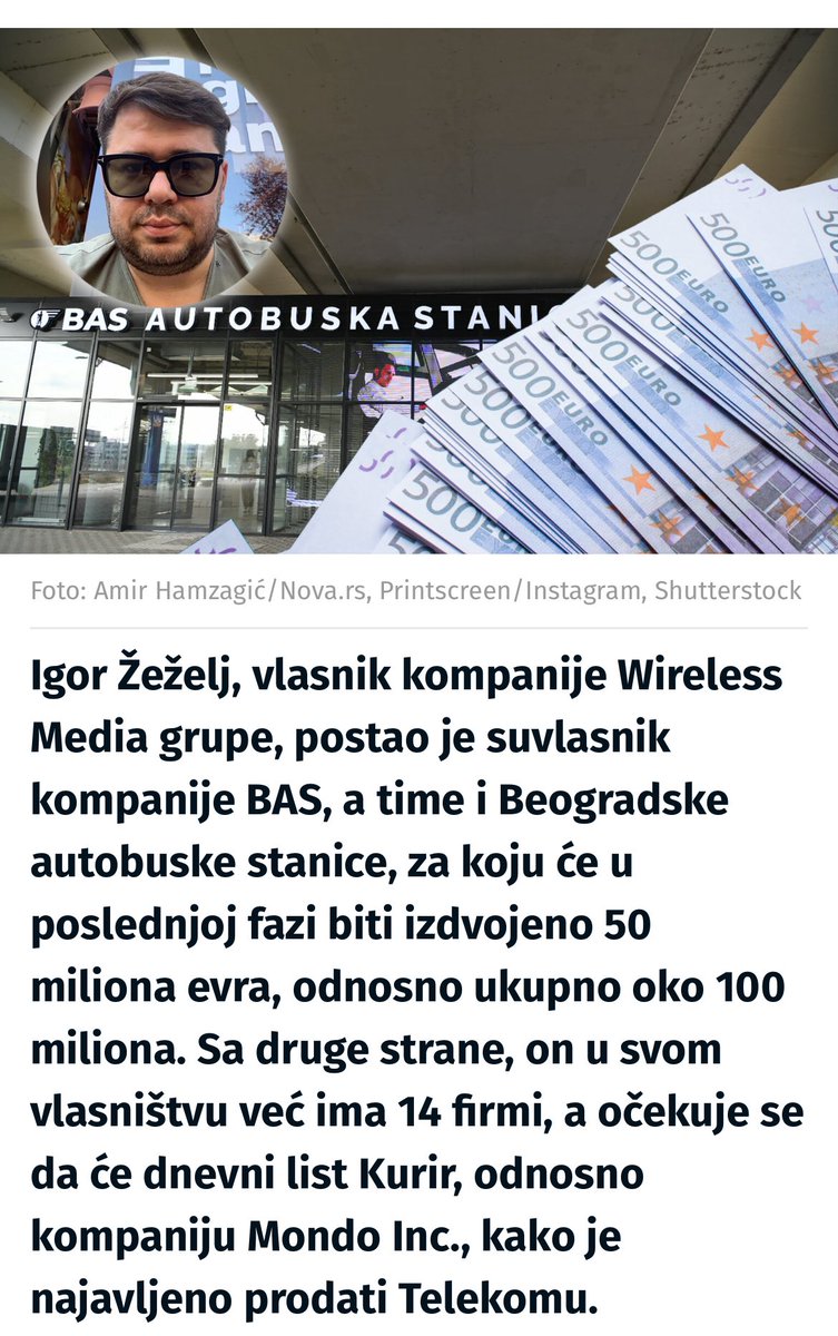 Dok na globalnom nivou Netflix kupuje Warner Bros i HBO za 72 MLRD $, na mikro nivou Telekom kupuje Kurir/Mondo.

Razumem Netflixovu kupovinu Warner Brosa, ali koji će Telekomu Kurir?