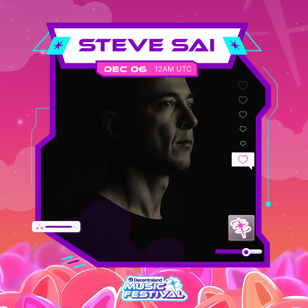 decentraland's tweet image. It wouldn’t be the same without him ❤️

Returning for the 4th year in a row, dark and raw techno tastemaker and Decentraland legend @SteveSaiko is back to transform the virtual world into a hypnotic soundscape.

Expect hard bass, deep synths, and the signature energy that’s made…