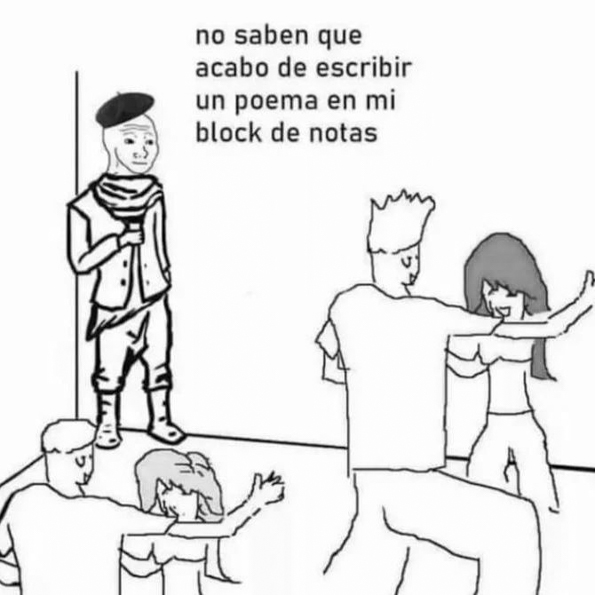 Hoy leeré por primera vez poesia en voz alta y no puedo evitar pensar en este meme
