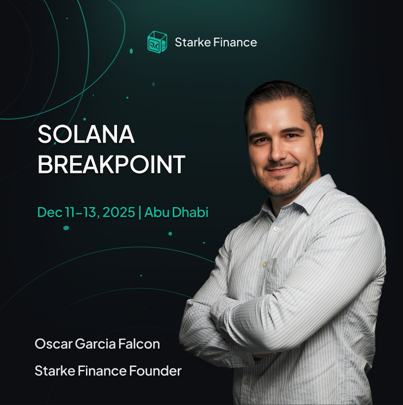Starke Finance will be at Solana Breakpoint (<a href="/SolanaConf/">Solana Events</a>) in Abu Dhabi next week!

Our founder, Oscar Garcia Falcon (<a href="/0xTheDCguy/">Oscar GF | Starke Finance</a>), will be on-site connecting with validators, builders, and institutions pushing Solana’s next wave of on-chain finance.

If you’re attending, don’t