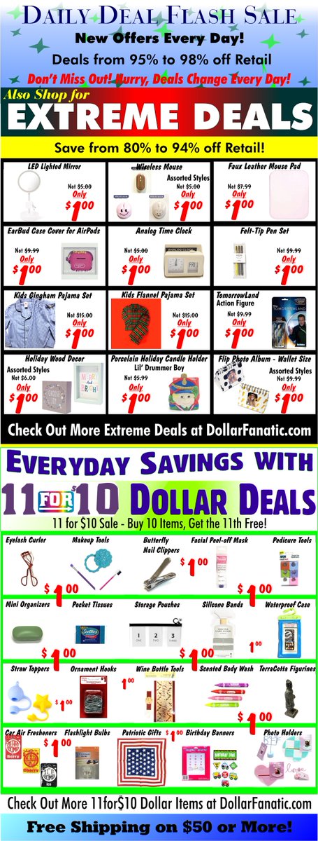 #WeeklyAD DollarFanatic.com is still America's Only Exclusively Online $1 Store. Actually it might be the Only Everything $1 Store left. Anyway if you want it to stay that way tell your Friends &amp; Family along with yourself to head over to dollarfanatic.com Today!