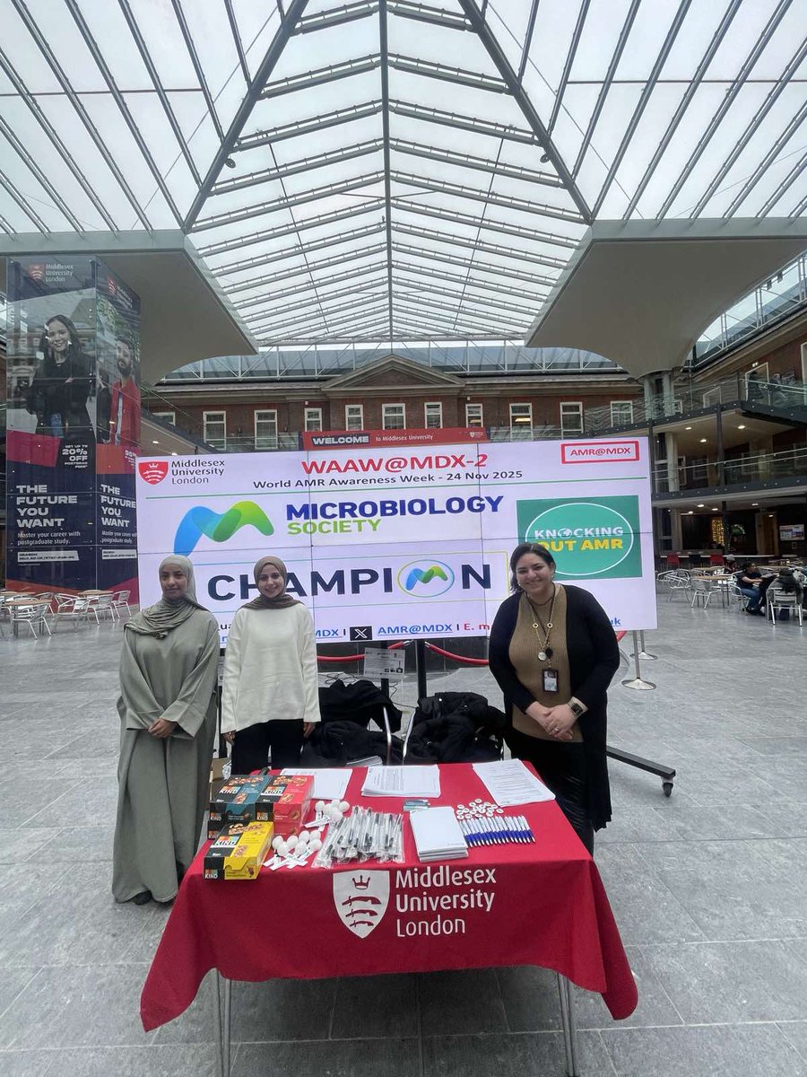 AMRMDX's tweet photo. Thanks to @MicrobioSoc Last week was end of WAAW-2025, 18-24 Nov 2025. We had opportunities to interact with schools, UG &amp;PG students, engage with research, outreach &amp; educational competitions! The events were hosted by @EnasNewire  at @MiddlesexUni 
#WAAW25
#MicroChamp
#AMR https://t.co/LzhnViCpBH