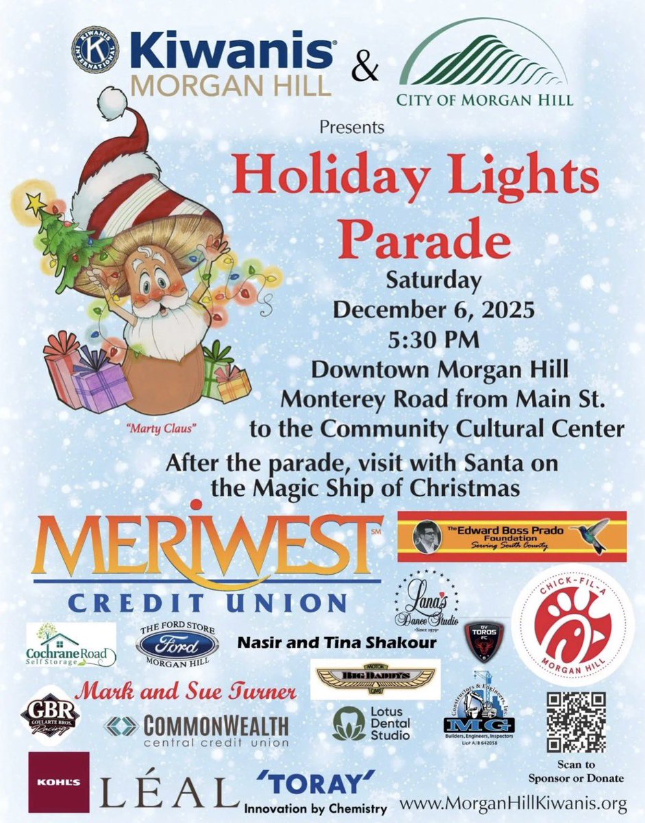 calfireSCU's tweet photo. πβ¨ The Morgan Hill Fire Department and CAL FIRE are looking forward to seeing you at the Kiwanis & Morgan Hill Holiday Lights Parade! Bring your holiday spirit and join us for a festive night in the heart of our community. ππ
#MHFD #CALFIRE https://t.co/6fGEdYYKUm