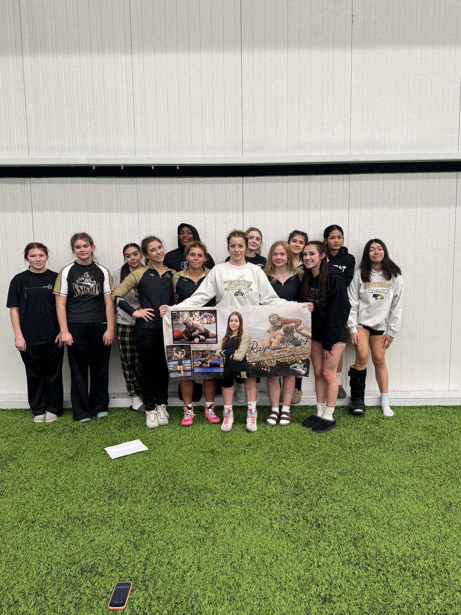 LSE_Wrestling's tweet photo. Girls had an awesome day at the Kearney Invite! 
Raye Aldag got her 100th CAREER WIN and we are bringing home 4 medals! ⚔️
120 Lili 🥉
125 Kallie 6th 
140 Raye 🥉
170 Renata 4th 
So proud of how all of the girls competed today! 
#GoKnights #CloseTheGap https://t.co/2cBgiiImpe